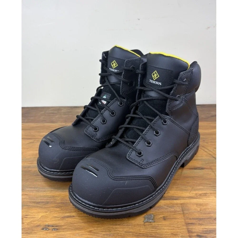 Terra Patton Men 8W EU 41 Black Safety Work Boots CSA Aluminum Toe EH PR